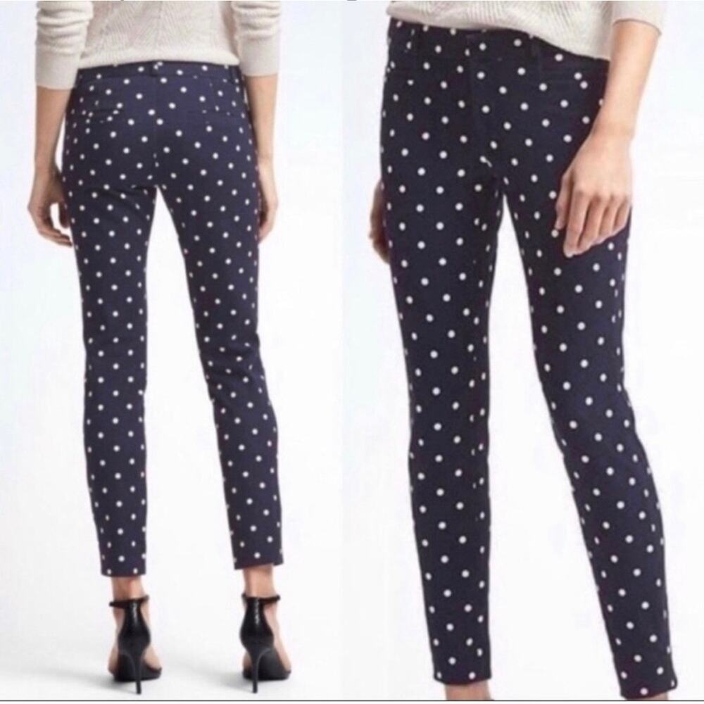 Banana Republic Navy Polka Dot Cropped Pants
